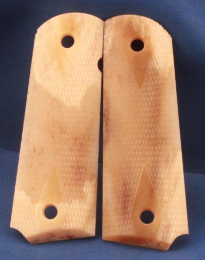 1911 GIRAFFE BONE DOUBLE DIAMOND CHECKERED GRIPS #2